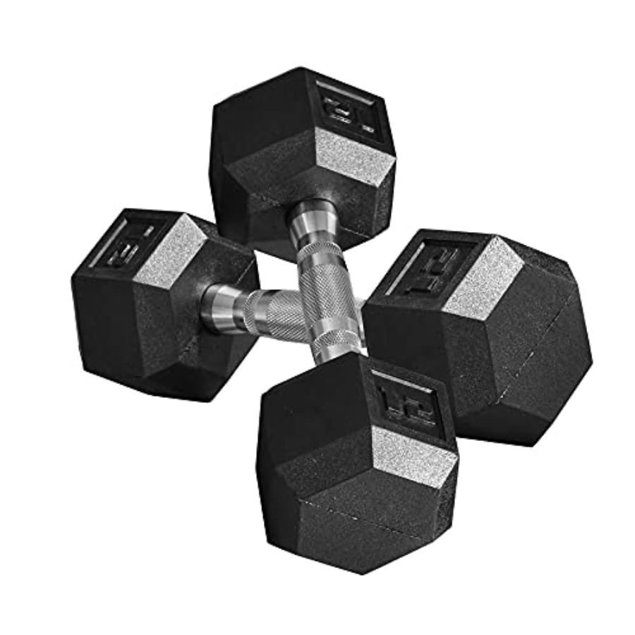 Home Gym Dumbbell Workout - Set Dumbbell Karet 40lbs/45lbs/50lbs dengan Pegangan