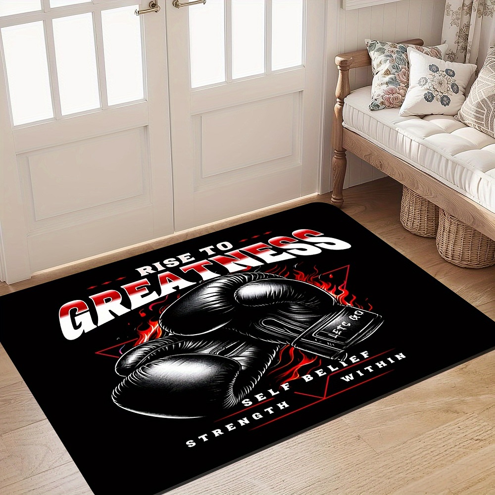 Home Gym In Garage - Karpet Pintu Bertema Tinju yang Inspiratif,