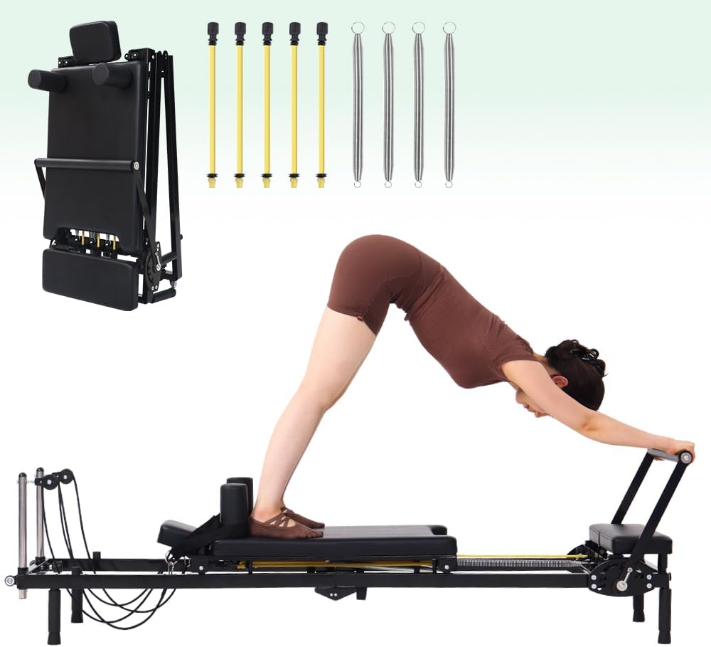 Home Gym Designs - Mesin Pilates Reformer Lipat, 2-in-1 dengan