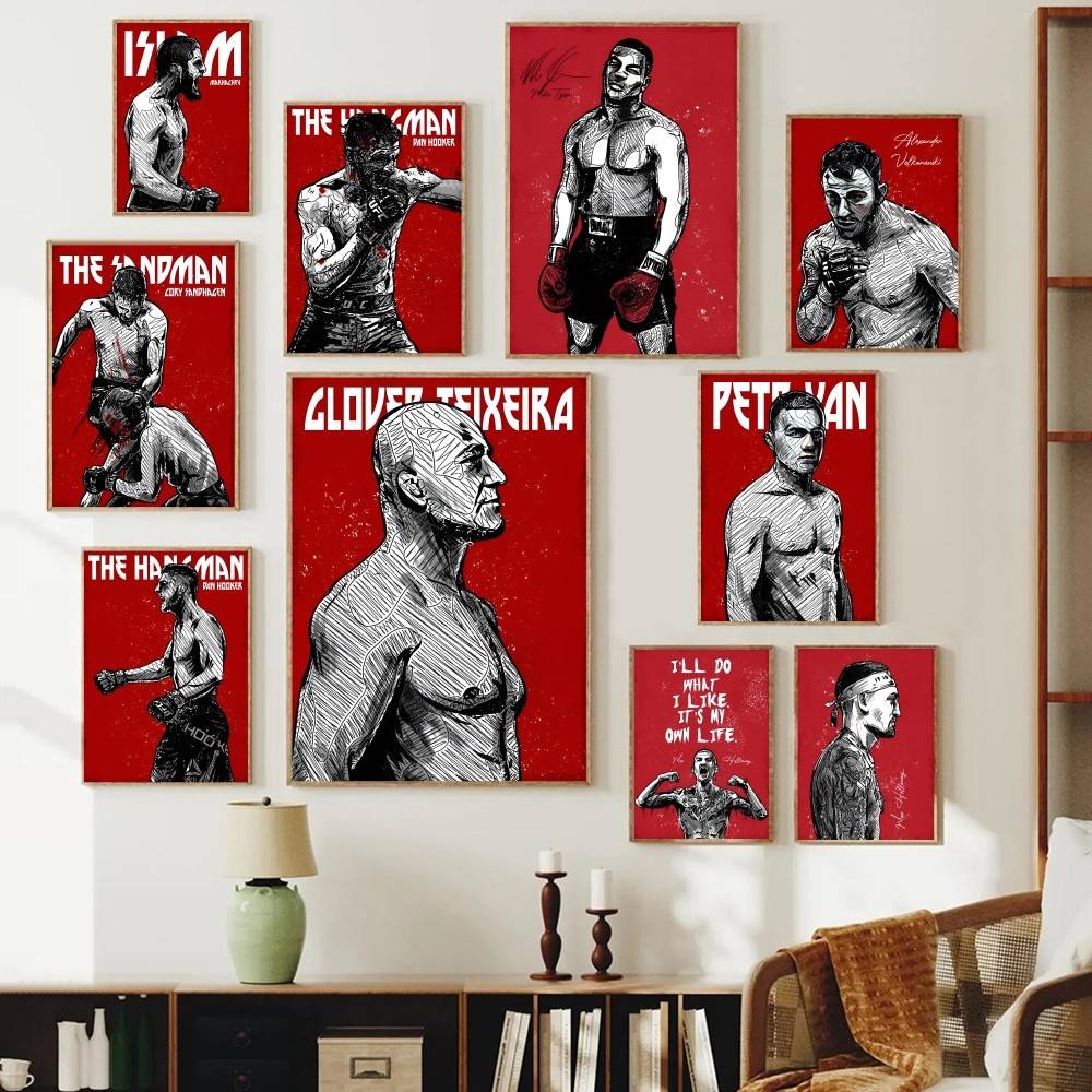 Home Gym In Garage - Poster Kertas Atlet Petarung Bergaya Grunge,