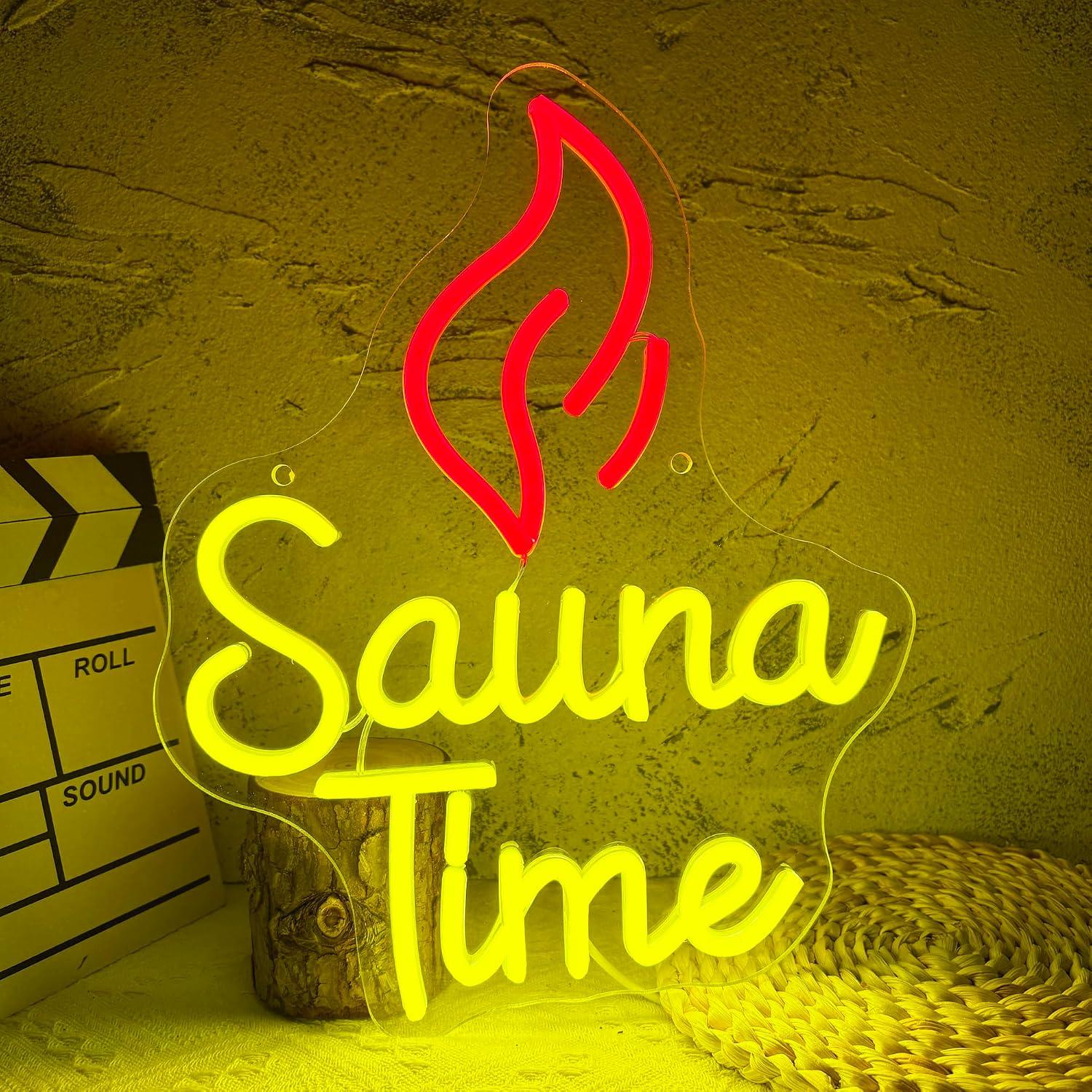 Sauna Home Gym - Lampu LED Neon Sign Sauna Time
