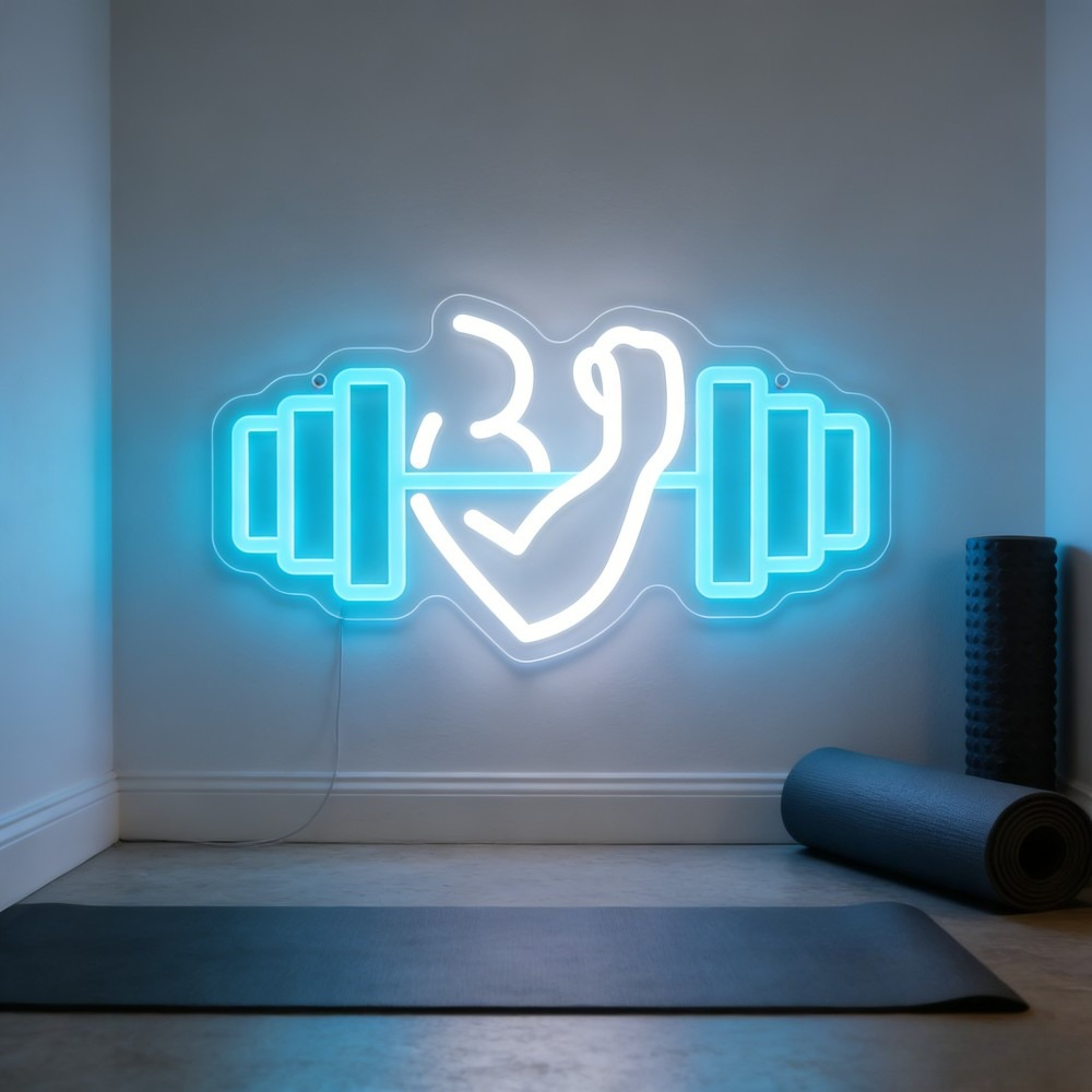 Lampu LED Neon Sign Bicep Dumb - Home Gym Dumbbell Workout ulasan dan harga