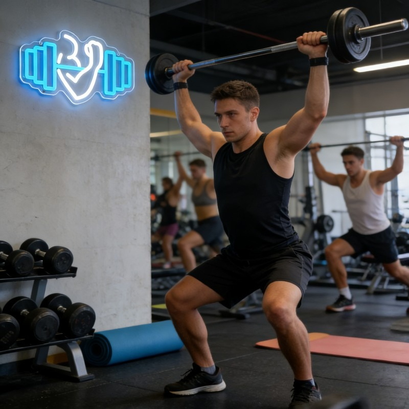 Lampu LED Neon Sign Bicep Dumb - Home Gym Dumbbell Workout ulasan dan harga