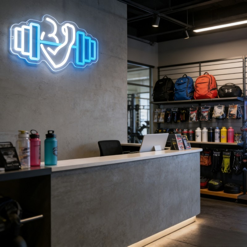 Lampu LED Neon Sign Bicep Dumb - Home Gym Dumbbell Workout ulasan dan harga