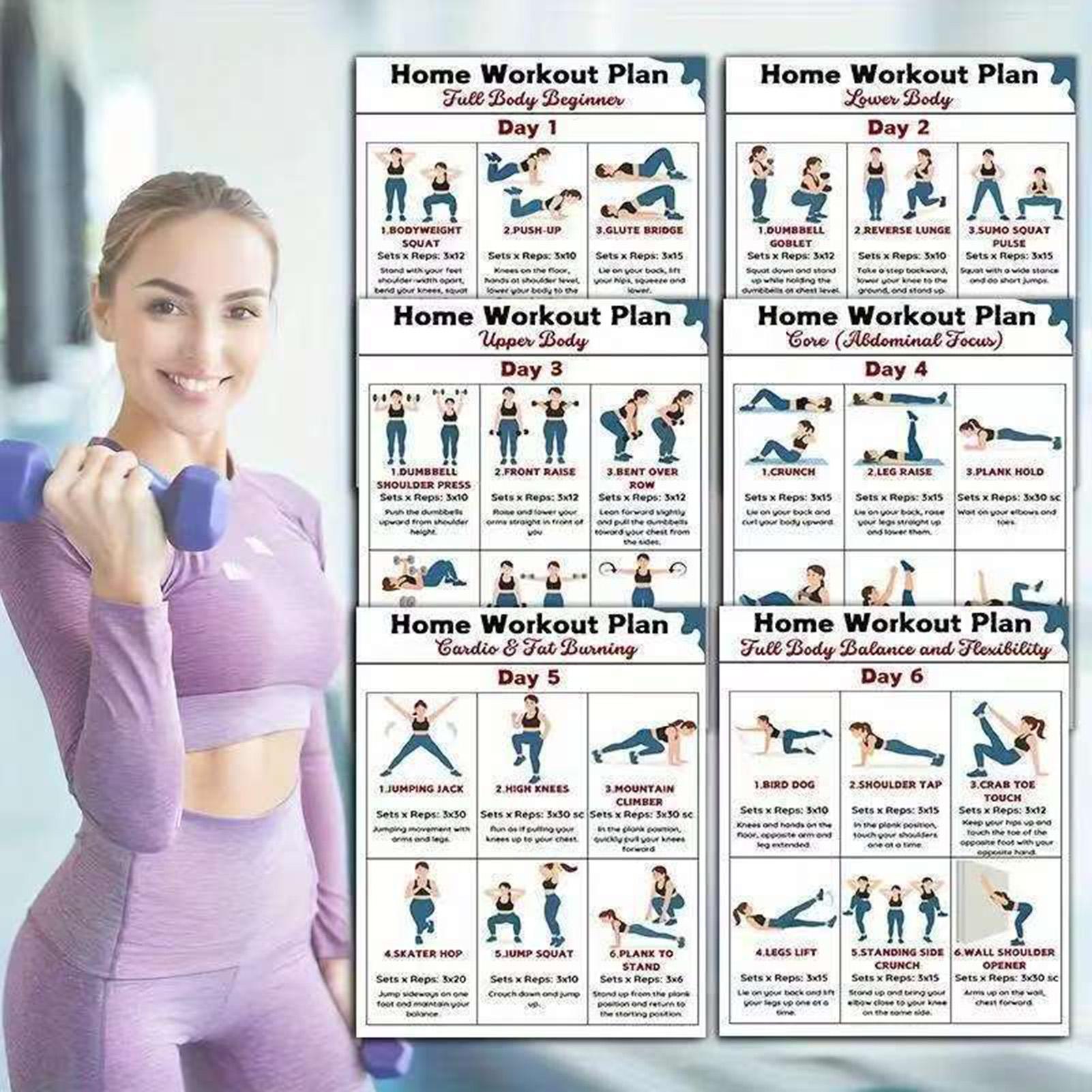 6 Buah Poster Latihan Peregang - Home Gym Dumbbell Workout ulasan dan harga
