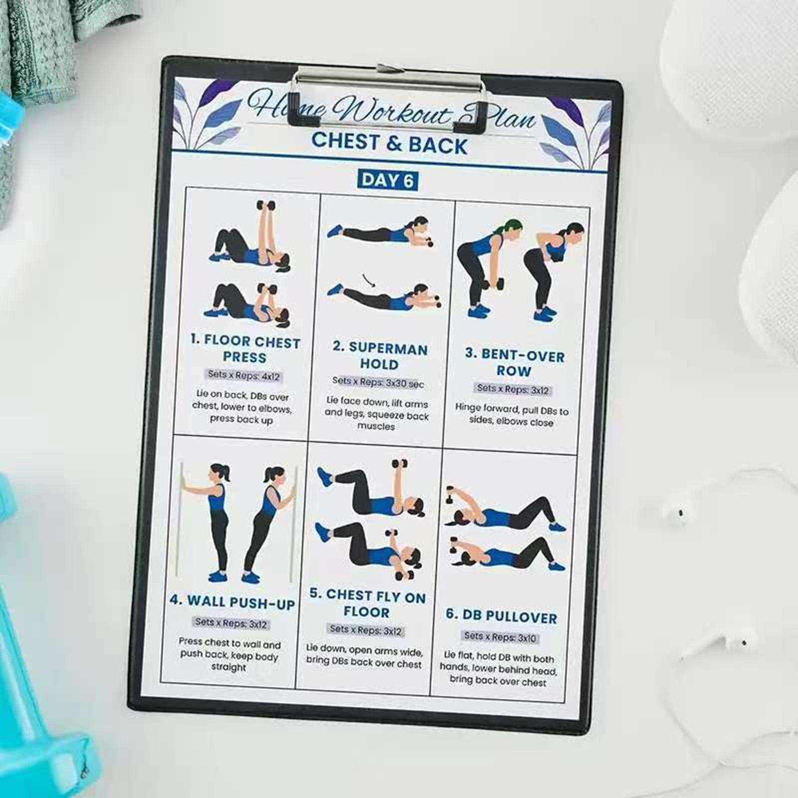 6 Buah Poster Latihan Peregang - Home Gym Dumbbell Workout ulasan dan harga